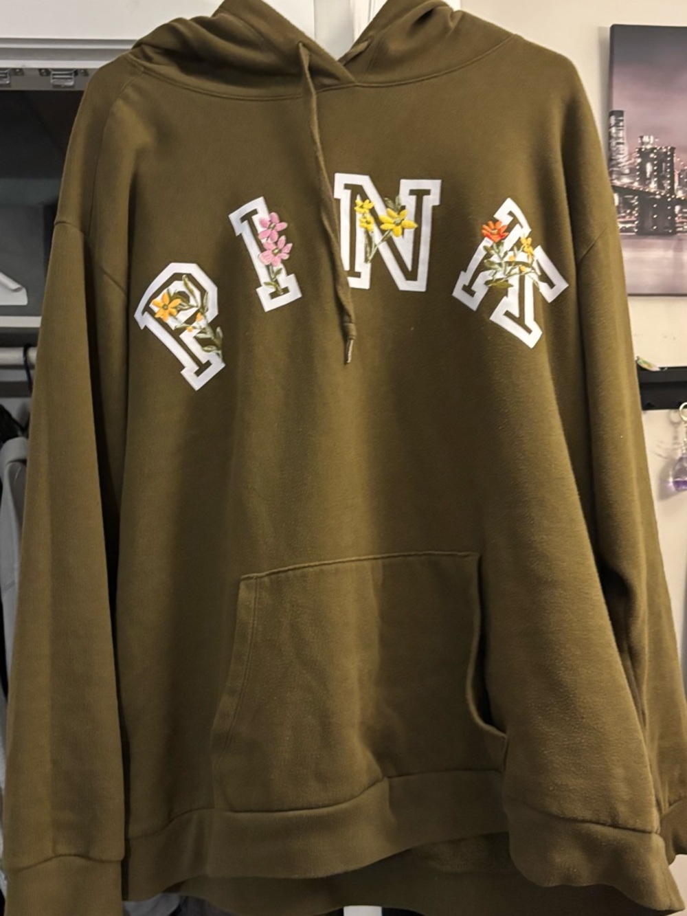 PINK Victoria's Secret Olive Green Hoodie